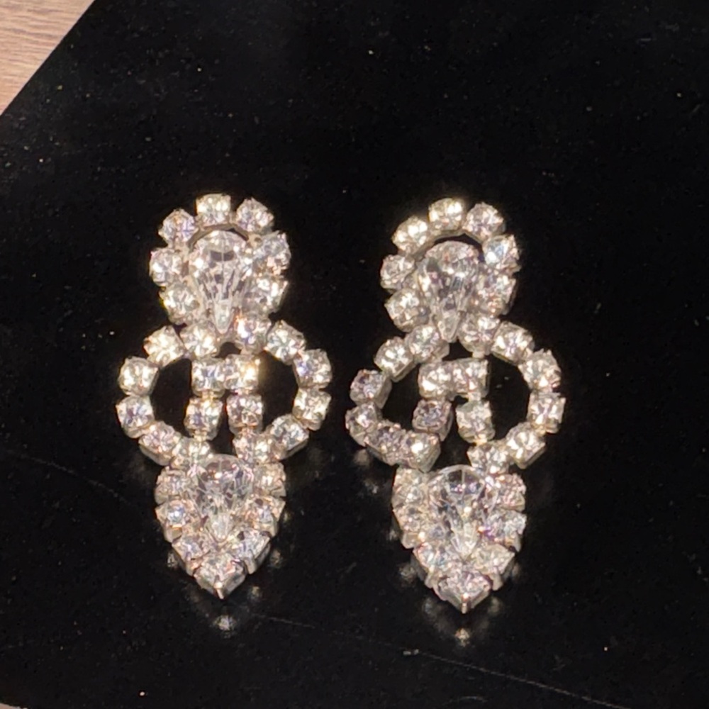 Vintage Silver Crystal Drop Earrings